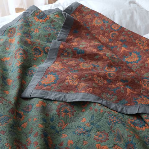 Retro Flower Pure Cotton Reversible Quilt 6