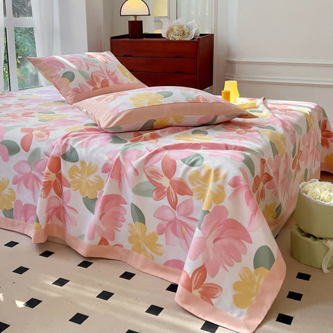 Colorful Floral Cotton Coverlet Bedspread