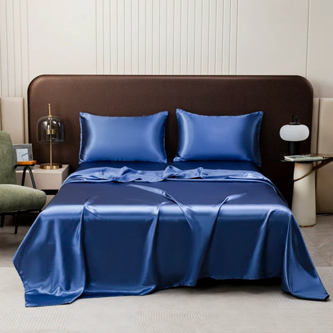 Luxury Royal Blue Satin Bedding & Bed Sheet Set