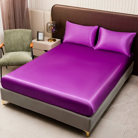 Luxury Royal Purple Satin Bedding & Bed Sheet Set