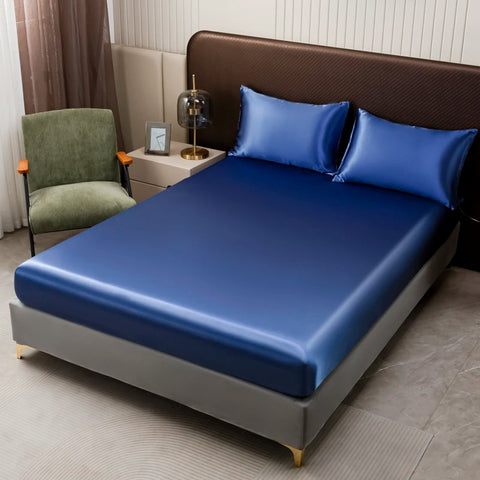 Luxury Royal Blue Satin Bedding & Bed Sheet Set