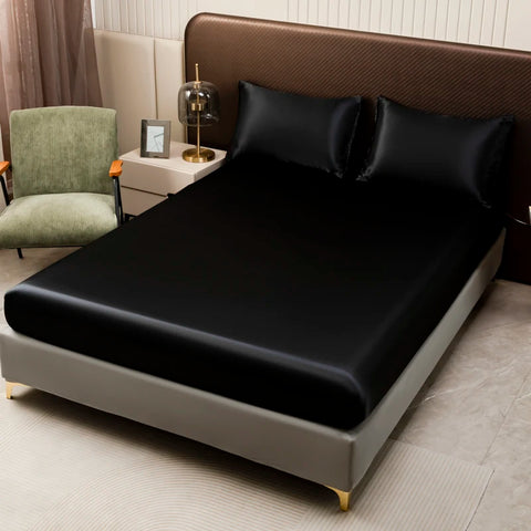 Luxury Black Satin Bedding & Bed Sheet Set