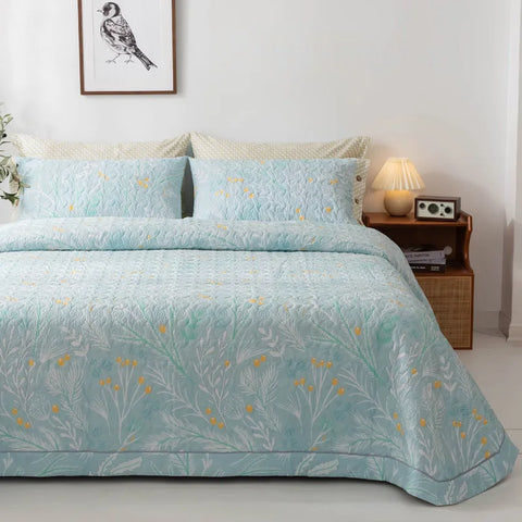 Serenity Garden Quilted Cotton Bedding Set (3PCS)