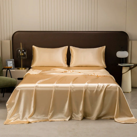 Luxury Gold Satin Bedding & Bed Sheet Set
