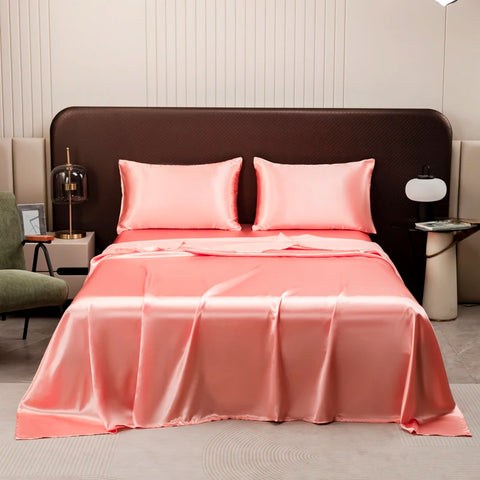 Luxury Blush Pink Satin Bedding & Bed Sheet Set