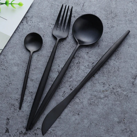 Rome Black Cutlery Set