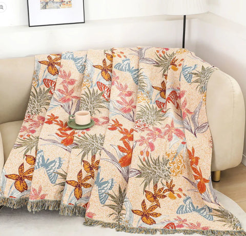 Butterfly Floral Cotton Reversible Couch Cover