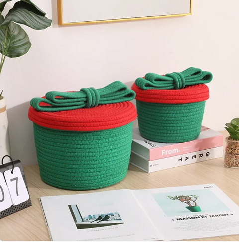 Nora Handwoven Storage Cotton Basket with Lid