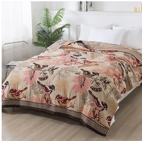 Fall Chickadee Cotton Throw Blanket