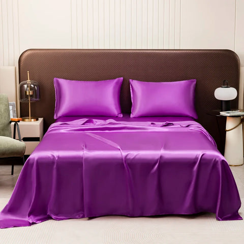 Luxury Royal Purple Satin Bedding & Bed Sheet Set