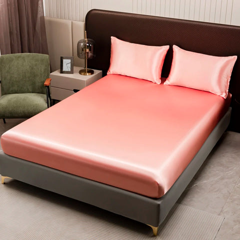 Luxury Blush Pink Satin Bedding & Bed Sheet Set