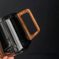 Guanshan mountain glass coffee mug with wooden handle