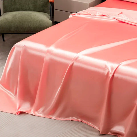 Luxury Blush Pink Satin Bedding & Bed Sheet Set
