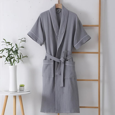 Summer Cotton Half Sleeves Bathrobe 5