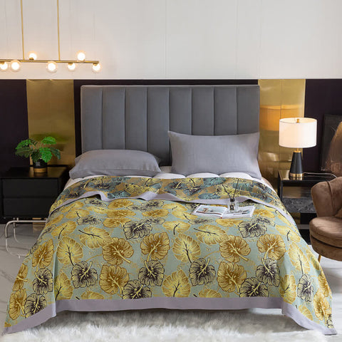 Summer Pastoral Monstera Cotton Quilt 0