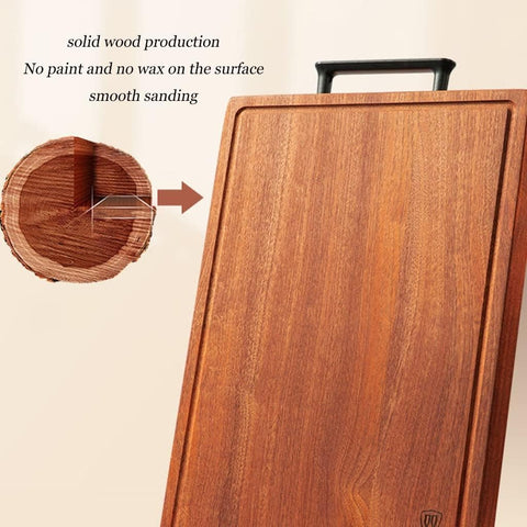 Wooden cutting board with smooth sanding details and no paint or wax on surface.