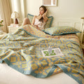 Yellow Abstract Pattern Cotton Jacquard Quilt 0