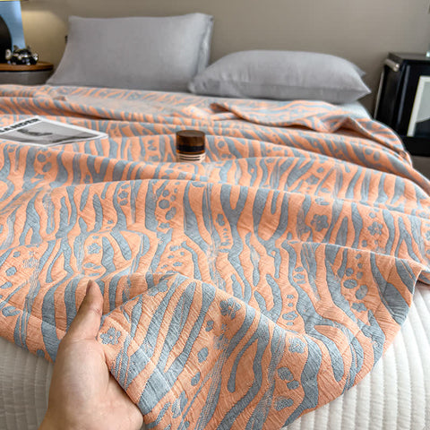 Zebra Floral Print Cotton Muslin Quilt 1