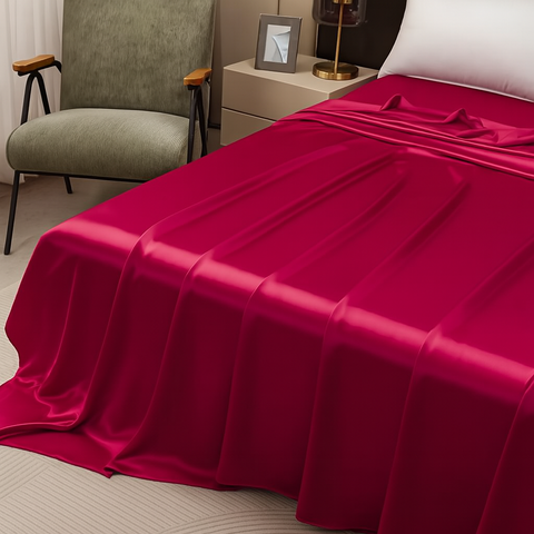 Luxury Wine Red Satin Bedding & Bed Sheet Set