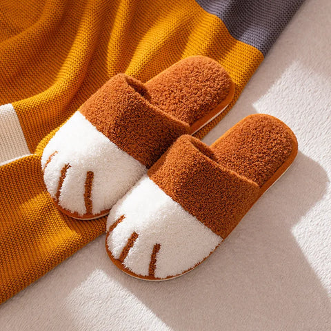 Cozy Cat Paw Plush Slippers