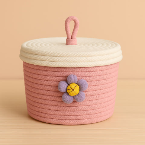 Nora Handwoven Storage Cotton Basket with Lid