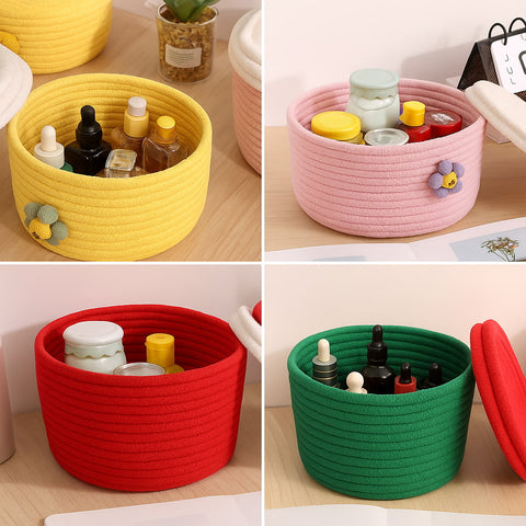 Nora Handwoven Storage Cotton Basket with Lid