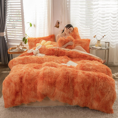 Fluffy Mink Velvet Duvet Cover Set 4pcs