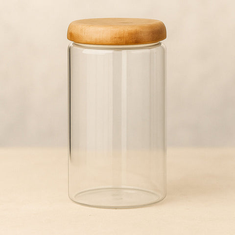 600ml large Acacia glass jar for dried fruits, snacks, or beans