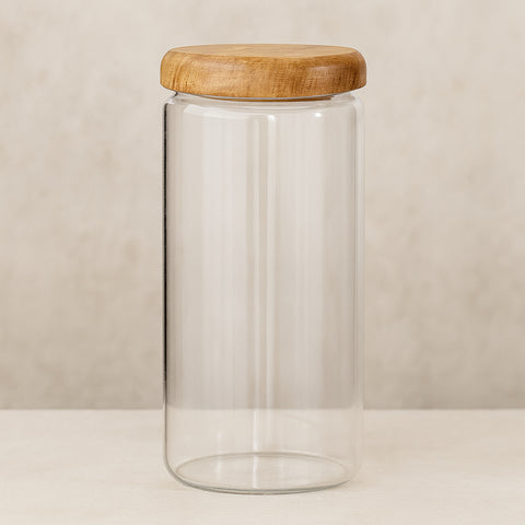 900ml extra-large Acacia glass jar with wood lid for pasta or bulk goods