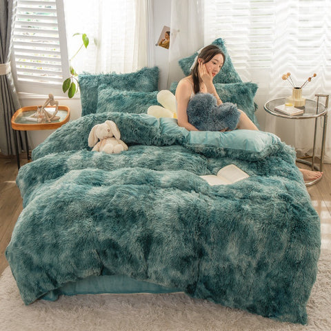 Fluffy Mink Velvet Duvet Cover Set 4pcs