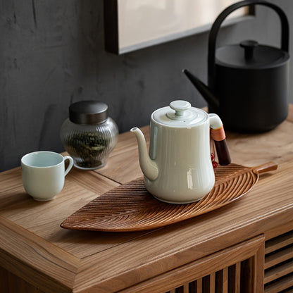 VERDANT LEAF WOODEN SERVING TRAY