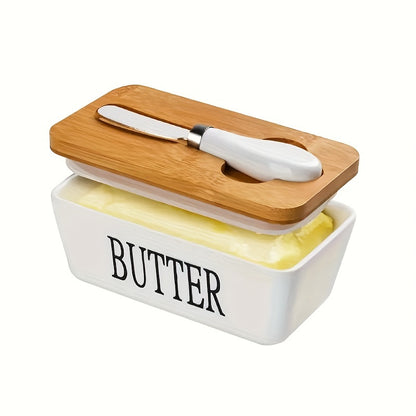 CERAMIC BAMBOO BUTTER DISH SET