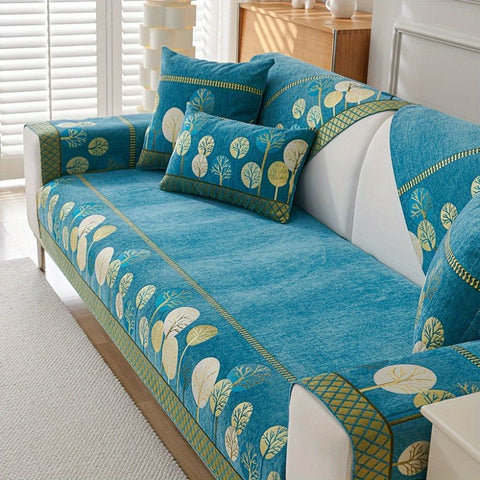 Fall Tree Chenille Couch Cover – Non-Slip, Pet-Friendly & Washable