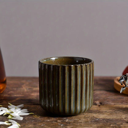 KILN BAKED STRIPED POTTERY CUP