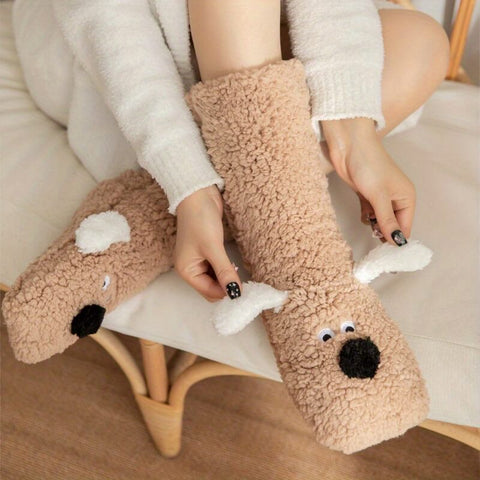 Cozy Dog Plush Socks Women