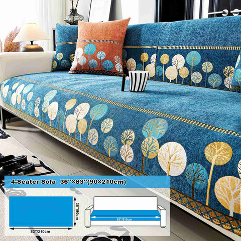 Fall Tree Chenille Couch Cover – Non-Slip, Pet-Friendly & Washable