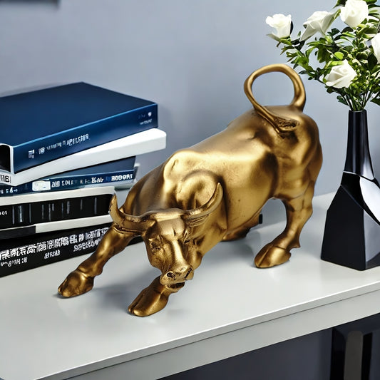 GOLDEN RESIN BULL ORNAMENT