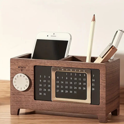 Wooden Desk Organizer With Calendar