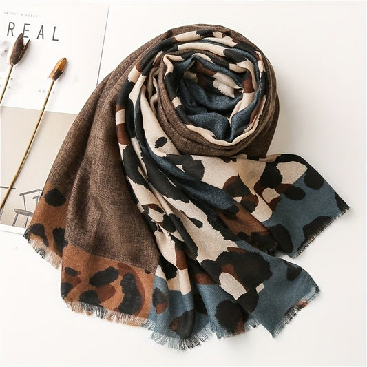 LEOPARD TASSELED SCARF