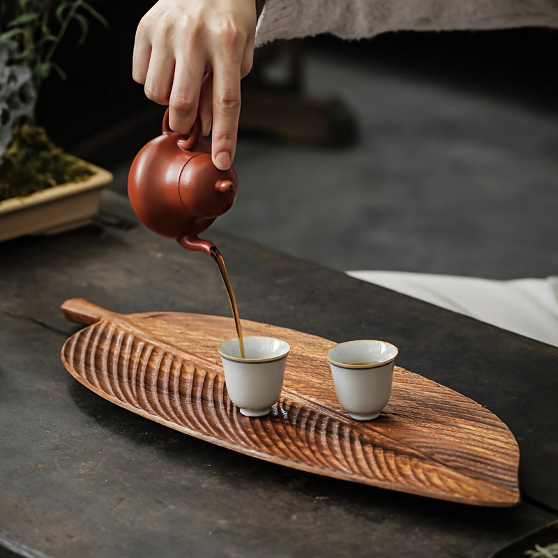 VERDANT LEAF WOODEN SERVING TRAY