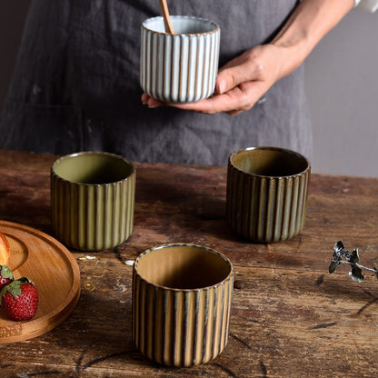 KILN BAKED STRIPED POTTERY CUP