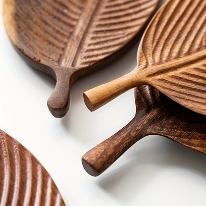 VERDANT LEAF WOODEN SERVING TRAY