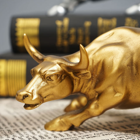 Golden Resin Bull Ornament
