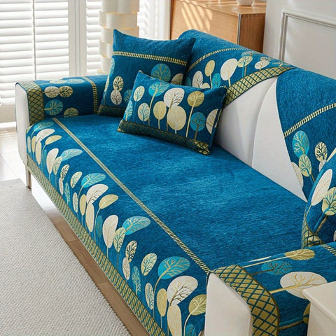 Fall Tree Chenille Couch Cover – Non-Slip, Pet-Friendly & Washable