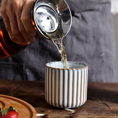 KILN BAKED STRIPED POTTERY CUP