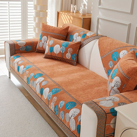 Fall Tree Chenille Couch Cover – Non-Slip, Pet-Friendly & Washable
