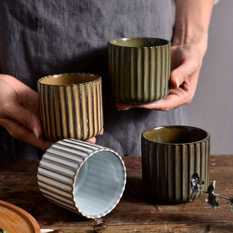 Kiln Baked Striped Pottery Cup