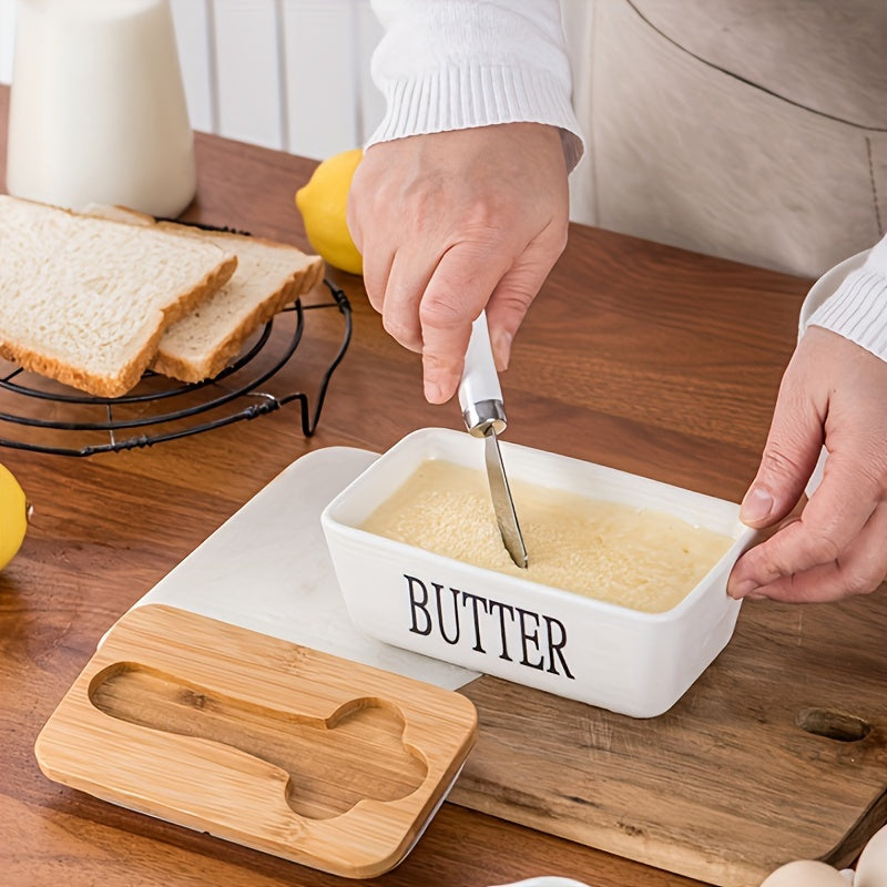 CERAMIC BAMBOO BUTTER DISH SET