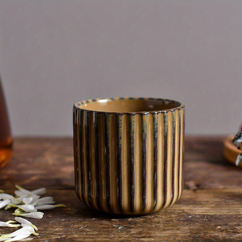 KILN BAKED STRIPED POTTERY CUP