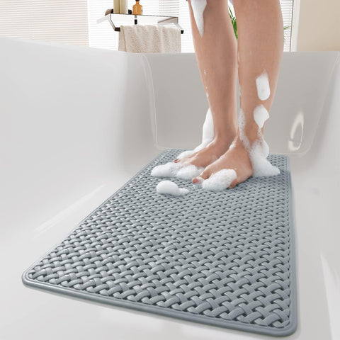 Anti-Slip Shower Mat for Bathroom – Green Quick-Dry Bathtub Floor Mat with Drainage